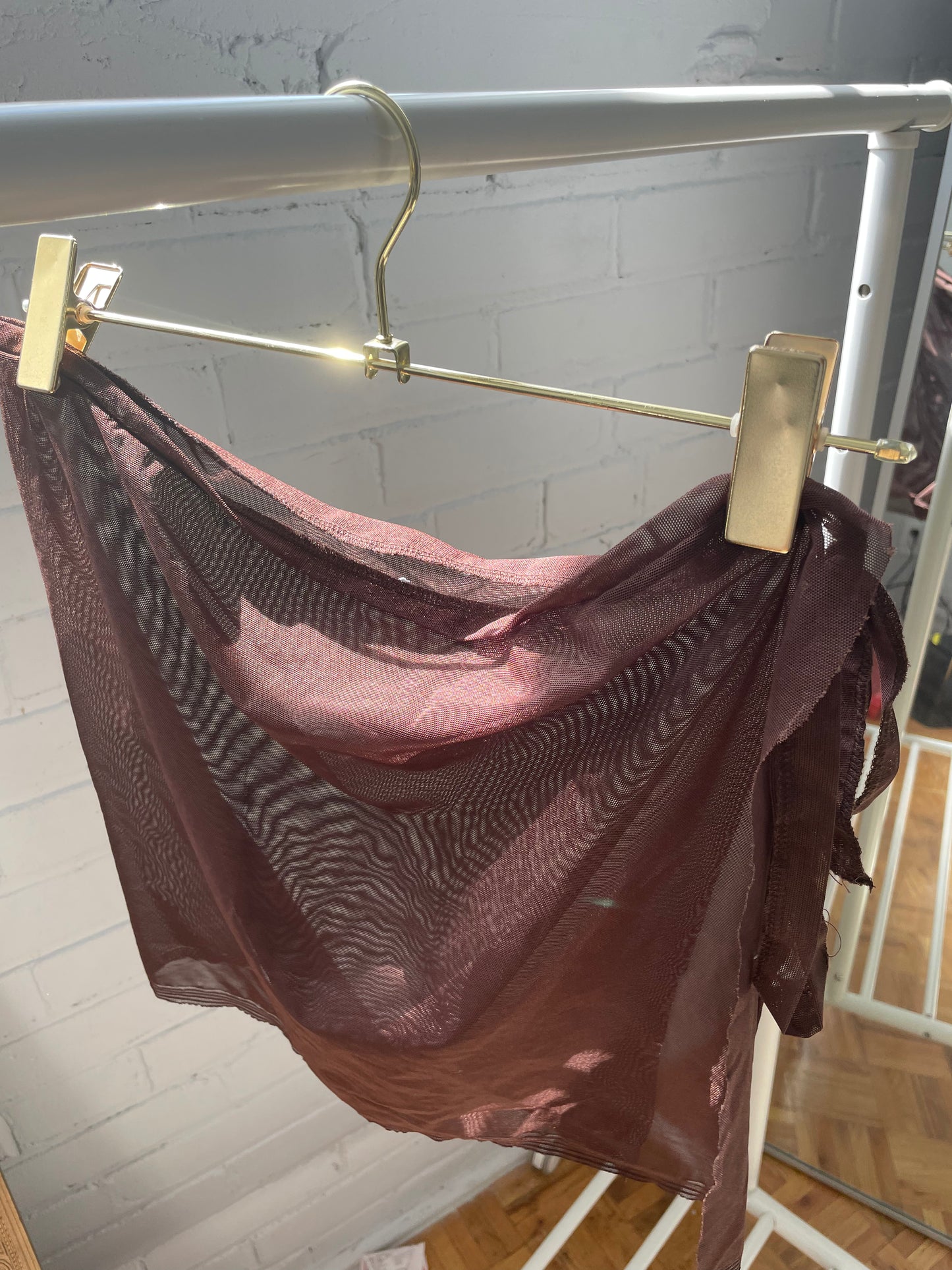 Brown Mesh Skirt Coverup